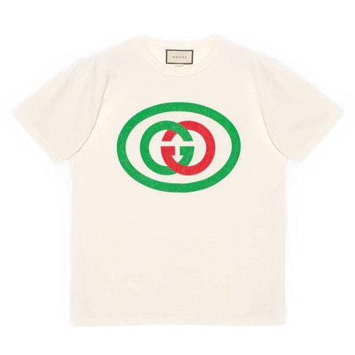 GUCCI/古馳 白色雙G圓領百搭 女士短袖T恤565806XJBAU   bq