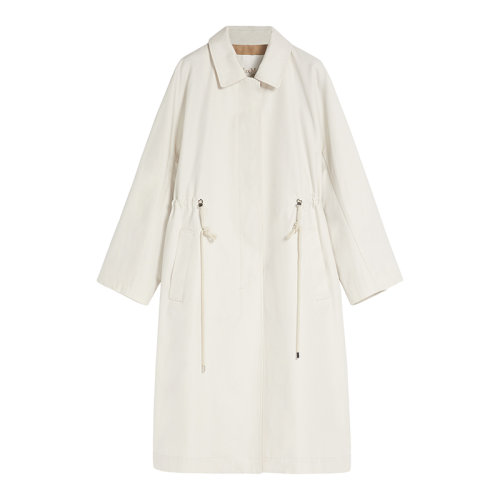 MaxMara/麥絲瑪拉 22年早春新款 FTRENCH系列 女士奶白色純棉華達(dá)呢防水直剪裁長(zhǎng)款風(fēng)衣夾克9021062706030