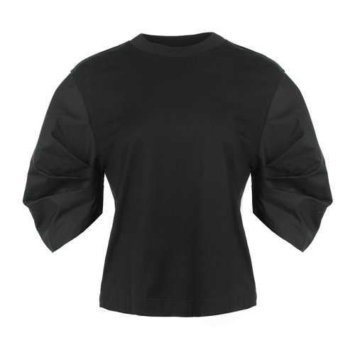 Alexander McQueen/亞歷山大麥昆21新品字母微標棉質收腰女士短袖T恤662144QLAAA