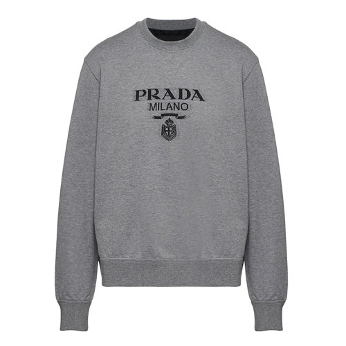 PRADA/普拉達(dá)  男士灰色平紋針織棉質(zhì)衛(wèi)衣UJL148_1Y13_F0BD9_S_202