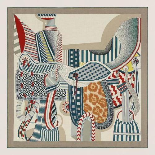  HERMES愛(ài)馬仕 22年秋冬 女士 披肩 Chale 140 La Selle Imaginaire H243846S 01