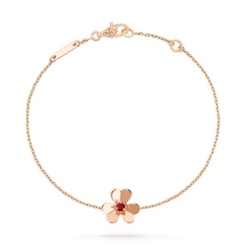  VCA梵克雅寶 22年秋冬 女士 手鐲 Bracelet Frivole， mini modele Or rose 750/1000， Rubis VC