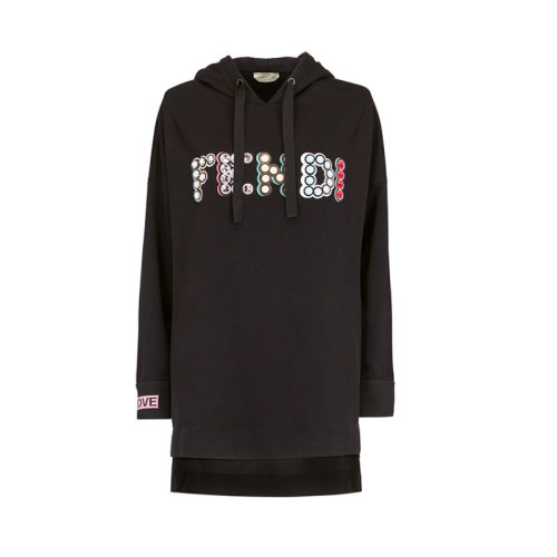 FENDI/芬迪 女裝 女士彩色品牌字母logo印花棉連帽衛(wèi)衣 FS6972-A1VN-F0ZNM