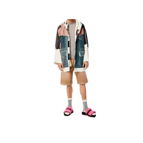  LOEWE羅意威 22年秋冬 男士 長(zhǎng)袖襯衫 Printed hooded parka in linen and cotton H664Y02W41-