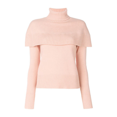 CHLOE/克洛伊 女士粉色羊絨披肩裝飾高領(lǐng)上衣毛衣 17AMP04-17A500-NR6K6