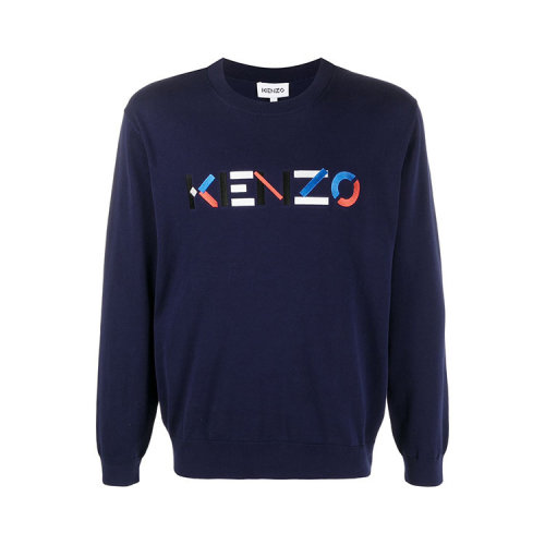 KENZO/高田賢三 凱卓男裝 品牌字母LOGO  男士深藍色棉質(zhì)時尚圓領(lǐng)秋冬衛(wèi)衣 FB55PU5413LA.76