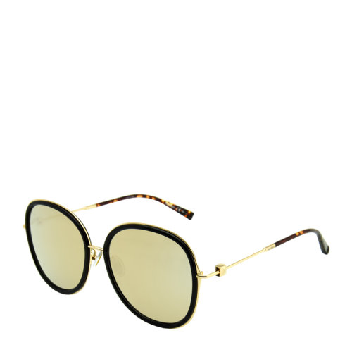 MaxMara/麥絲瑪拉 復(fù)古 板材 合金 方圓 全框 女士 太陽鏡 黑色鏡框 金色反光鏡片 墨鏡 眼鏡 MMMARILYN IFS 58mm