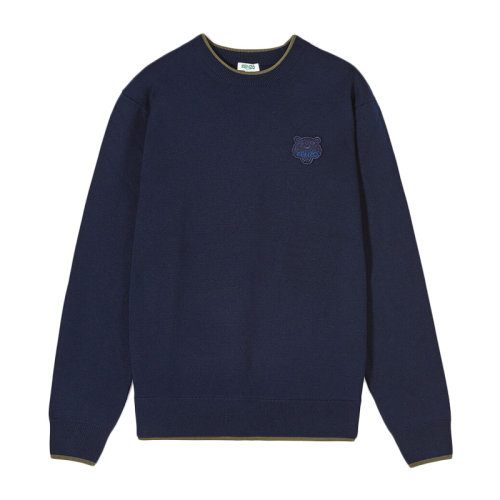 KENZO/高田賢三  男裝 服飾 羊毛虎頭圖案圓領(lǐng)套頭衫 男士針織衫毛衣