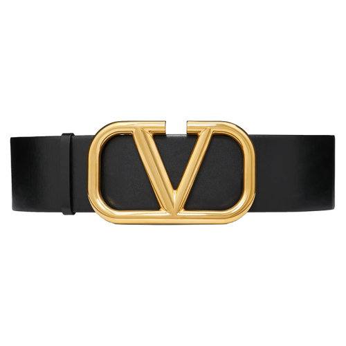 Valentino/華倫天奴 女士黑色/純紅色閃亮小牛皮標(biāo)志性VLOGO腰帶 70毫米ZW2T0S10ZFR0SM