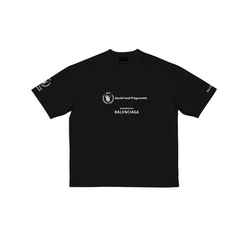 Balenciaga/巴黎世家 22年秋冬新款 WFP系列 男士黑色純棉藝術(shù)畫印花短袖T恤612966TMVL21070