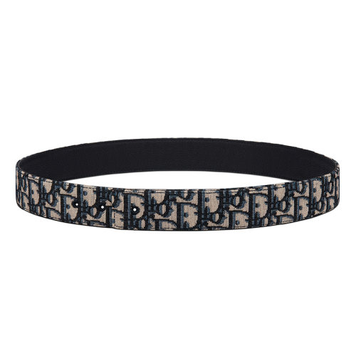 DIOR/迪奧 22年早春新款 男士米色和黑色老花印花與黑色粒面牛皮革雙面腰帶35毫米4800ZZYSE_H05E