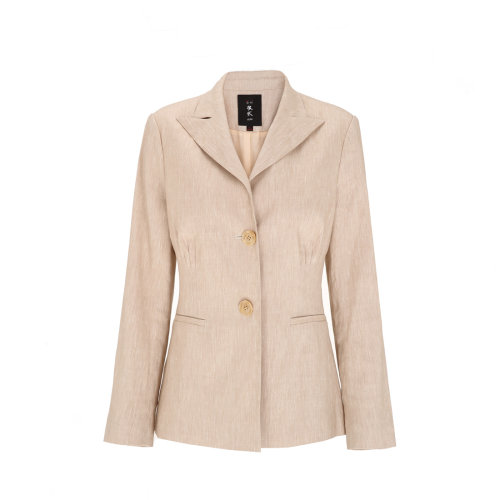 bifu by xingchen/彼伏淺米色抽褶不對稱下擺休閑外套女士馬甲