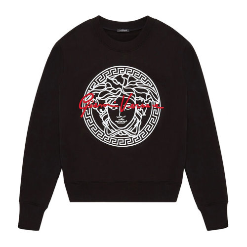 VERSACE/范思哲 男士粉色棉質(zhì)經(jīng)典字母徽標(biāo)美杜莎頭像裝飾圓領(lǐng)長(zhǎng)袖上衣衛(wèi)衣套頭衫運(yùn)動(dòng)衫 A87516-A231242-A3361