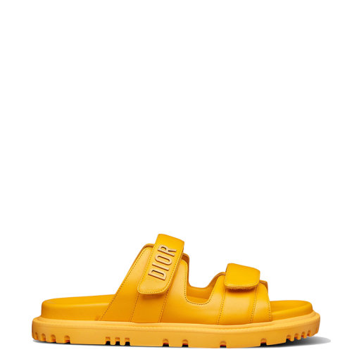 DIOR/迪奧 22年秋冬新款 DIORACT系列 女士黃色羊皮革魔術(shù)貼飾帶涼拖KCQ718LAB_S18Y