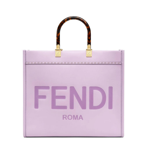 FENDI/芬迪 22新款SUNSHINE系列 女士中號(hào)淡紫色小牛皮徽標(biāo)有機(jī)玻璃手柄單肩手提托特包8BH386ABVLF1HOV
