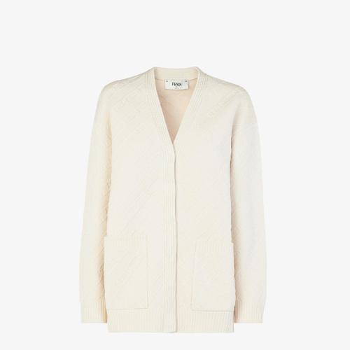  FENDI芬迪 22年秋冬 女士 針織衫 白色人造絲開衫 FZC944ALOHF1IHA