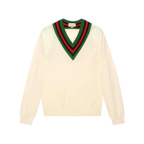  GUCCI古馳 22年秋冬 男士 V 領(lǐng)羊毛針織毛衣 576802 XKAUK 9133