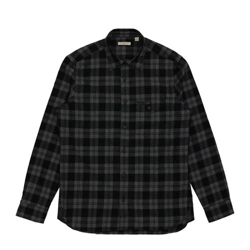 BURBERRY/博柏利 巴寶莉 男士 服裝  灰色翻領(lǐng)格紋長(zhǎng)袖襯衫 男士長(zhǎng)袖襯衫
