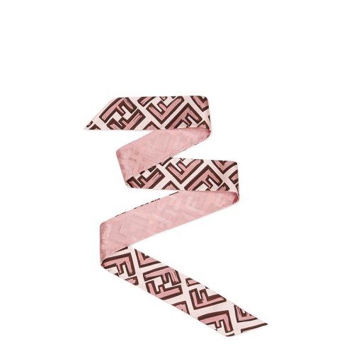 FENDI/芬迪  女士FF圖案提花雙面真絲發(fā)帶絲巾FXT011A668F0QD1
