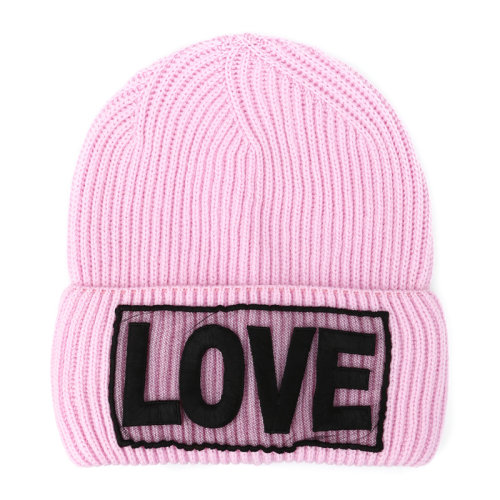 VERSACE/范思哲 女士粉色羊毛LOVE字母貼飾毛線帽針織帽女帽 ICAP007-IK0118-I41R