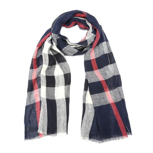 BURBERRY/博柏利 男女通用 中性紅藍白色格紋時尚圍巾圍脖 3917036