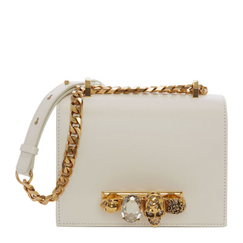 Alexander McQueen/亞歷山大麥昆  女士小牛皮小號(hào)骷髏頭裝飾翻蓋單肩包斜挎包女包 558541-CMO0T 多色可選