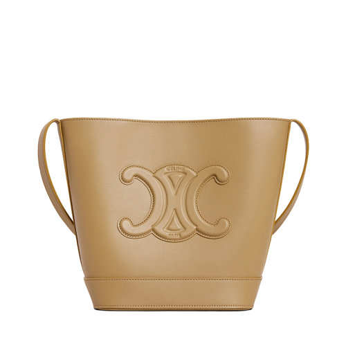 CELINE/賽琳 22新款CUIR TRIOMPHE系列 女士小號橄欖色光滑牛皮革單肩斜挎水桶包198243DU3.31OV