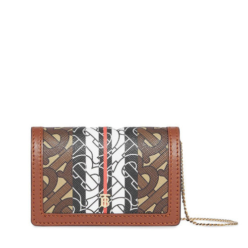 BURBERRY/博柏利 巴寶莉 女包品牌LOGO翻蓋壓扣女士卡片夾 8020402 A7436 BROWN