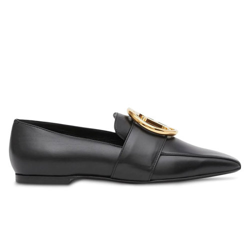 BURBERRY/博柏利 巴寶莉新款女鞋 女士TB金屬標(biāo)黑色方形鞋頭皮質(zhì)平跟鞋 80246831