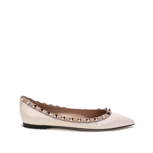 Valentino/華倫天奴 2021款 女士漆皮ROCKSTUD鉚釘裝飾尖頭平底鞋單鞋 VW2S0403 VNW