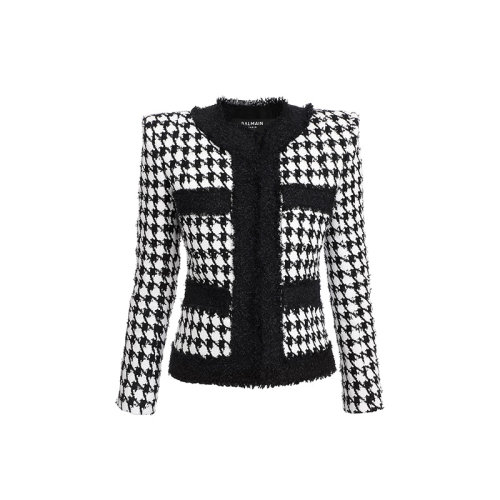 BALMAIN/巴爾曼  女裝 女士混色時尚千鳥格花呢夾克外套 TF17532C223 EAB