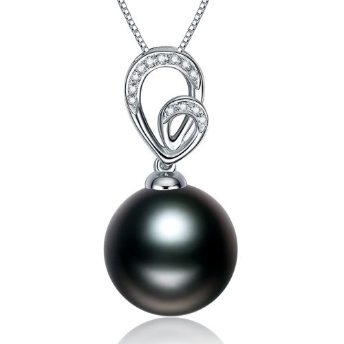 SANDYRILLA/仙蒂瑞拉 13-14mm大溪地黑珍珠18K金鉆石吊墜-擁夢