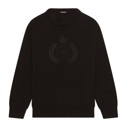 Balenciaga/巴黎世家 男女同款中性純色棉質(zhì)針織經(jīng)典字母徽標(biāo)刺繡雙支大版型上衣毛衣圓領(lǐng)衫針織衫套頭衫 664369-T3211 多色可選