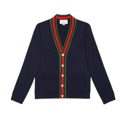 GUCCI/古馳  經(jīng)典深藍(lán)色 羊毛 男士 開衫針織衫/毛衣 576806 XKAUL 4548