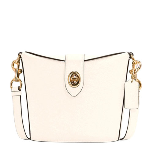 COACH/蔻馳 ADDIE系列小號女士純色精制鵝卵石紋皮革旋扣開合單肩包斜挎包女包 C2814 多色可選