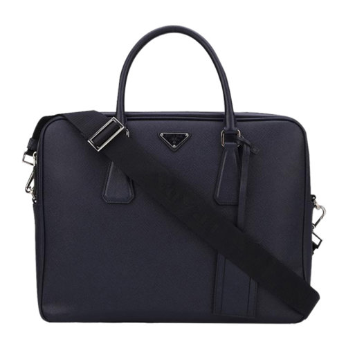 PRADA/普拉達(dá) 男士深藍(lán)色牛皮公文包手提包男包 VA0891-9Z2-F0216
