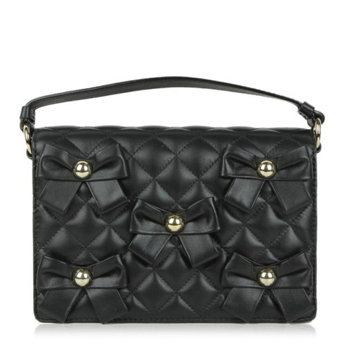 MOSCHINO/莫斯奇諾 女士黑色皮革蝴蝶結(jié)裝飾單肩包斜挎包鏈條包手提包女包 A7501-8002-0555