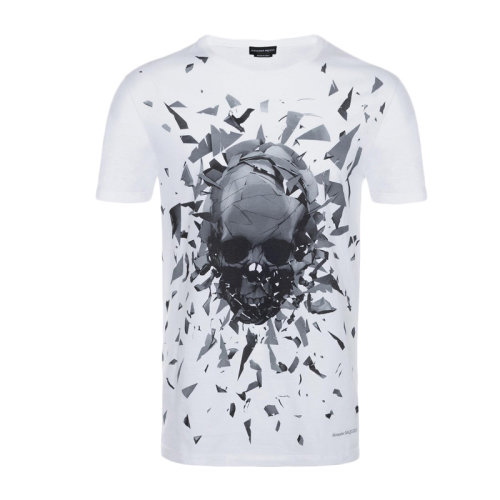 Alexander McQueen/亞歷山大麥昆   男女同款 服裝 純棉骷髏頭圖案?jìng)€(gè)性潮流 男士短袖T恤