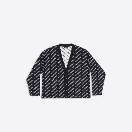  BALENCIAGA巴黎世家 22年秋冬 男士 針織衫 Mens Mini Allover Logo Cardigan in Black 699822