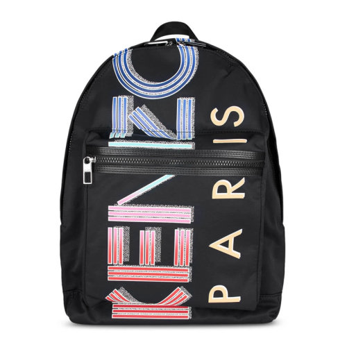 KENZO/高田賢三 膠囊系列 男士黑色大號(hào)尼龍彩色徽標(biāo)圖案時(shí)尚休閑雙肩包背包男包FA55SF213F26-99