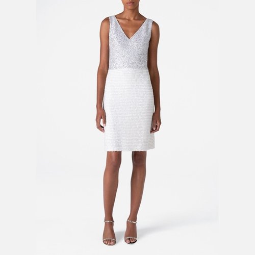 St.John/盛薔亮片宴會V領(lǐng)無袖短款女士連衣裙K1200S1