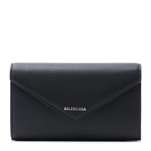 Balenciaga/巴黎世家 女士黑色小牛皮放假拉鏈開合長款錢夾錢包手拿包女包371661-DLQ0N-1000