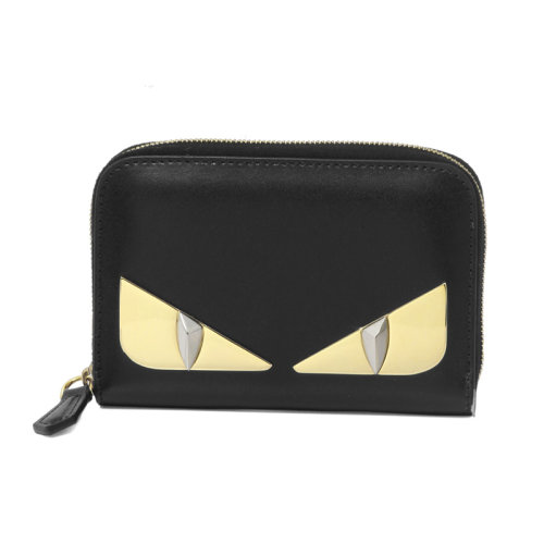 FENDI/芬迪  男包女包皮革時尚百搭小怪獸眼睛標志短款拉鏈錢包   $8M03133IFF13DP