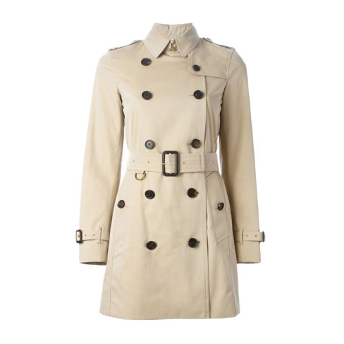 Burberry 博柏利 女士 服裝  卡其色棉質(zhì)雙排扣收腰風(fēng)衣 女士風(fēng)衣