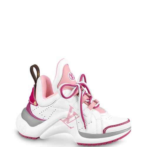 Louis Vuitton/路易威登 22年春夏新款 LV ARCHLIGHT系列 女士白色/粉色牛皮革大號外底運(yùn)動鞋1A9SCG