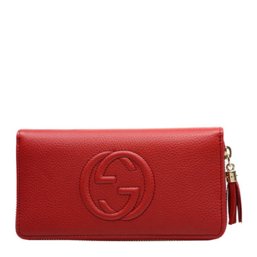GUCCI 古馳 女士雙G標(biāo)識(shí)牛皮長(zhǎng)款錢(qián)夾錢(qián)包