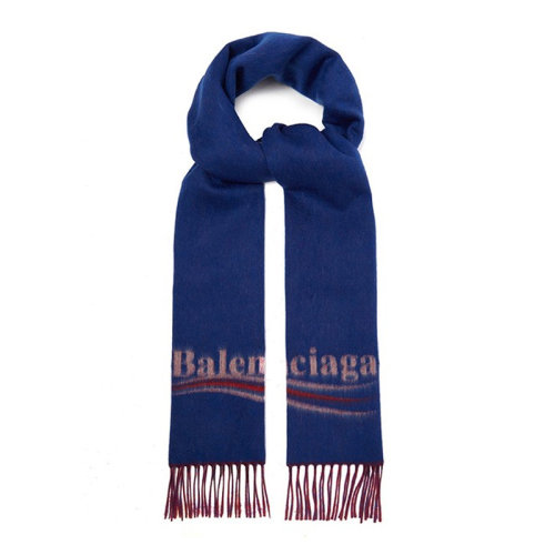 Balenciaga/巴黎世家 男士拼色羊毛混紡羊絨經(jīng)典字母徽標(biāo)提花裝飾末端流蘇披肩圍脖圍巾 512731-466B5-4374