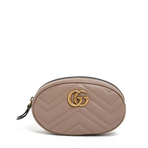 GUCCI/古馳 古琦女包 女士GG純色皮質(zhì)絎縫時尚百搭拉鏈腰包胸包 476434 DSVRT 5729