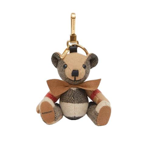 BURBERRY/博柏利 22年早春新款 男女同款典藏米色羊絨混紡格紋領(lǐng)結(jié)Thomas泰迪熊吊飾80271671