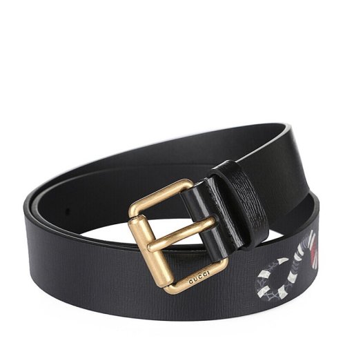 GUCCI/古馳 男士珊瑚蛇圖案印花腰帶皮革針扣皮帶 434520-DNI1T-1058